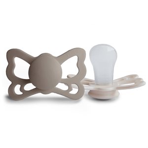 FRIGG Butterfly - Anatomical Silicone 2-Pack Pacifiers - Portobello/Cream - Size 2